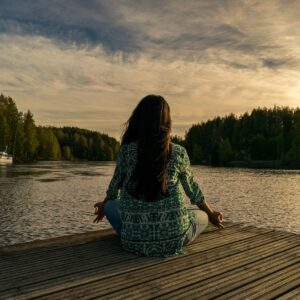 yoga, woman, lake femme lac